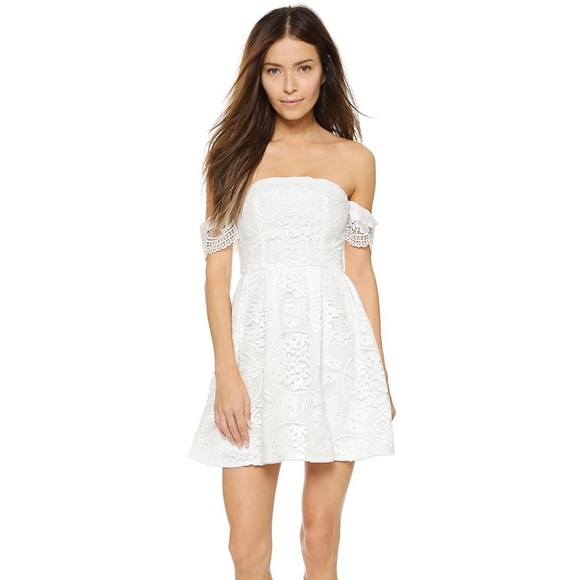 Stylestalker Dresses & Skirts - STYLESTALKER White Perini Dress Lace Off Shoulder